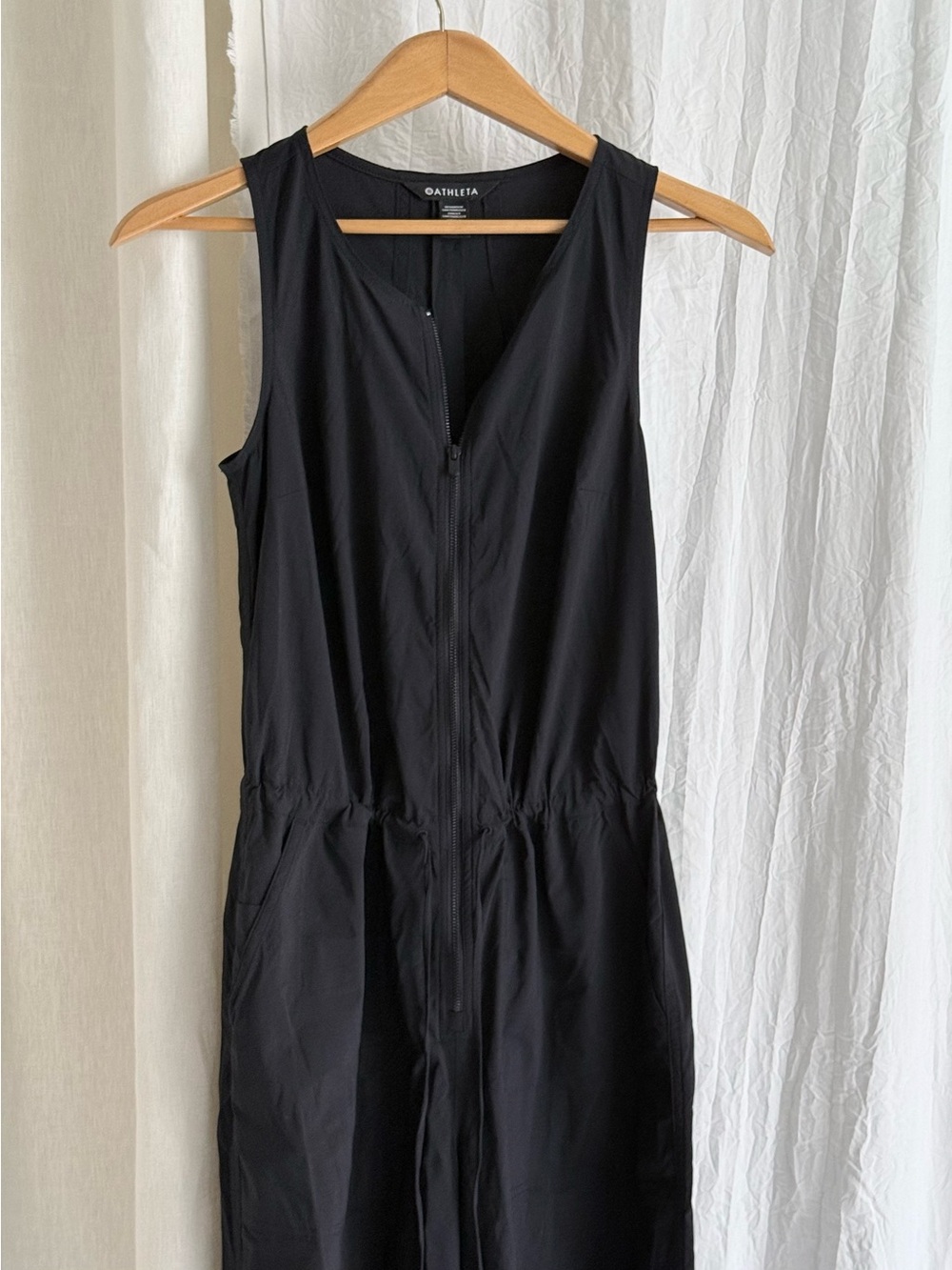 NWT Athleta Flex Jumpsuit XS Black Wide Leg Zip Front Utility Athleisure $139